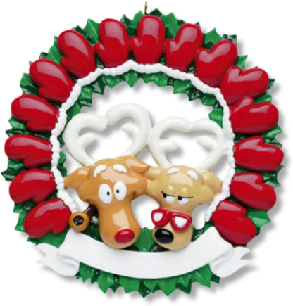 3D Couple Reindeer Family of 15 Ornament 2025 Personalized Family Christmas Ornaments 2025 Holiday Mittens Personalized Tree Ornaments for Grandchildren Siblings & Grandkids of Fifteen Ornament Wreath