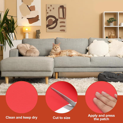 PATIKIL Leather Patches Tape for Furniture, 3.2 x 61 Inch Self Adhesive Vinyl Leather Repair Kit Cover Sheet for Couch, Sofa, Car Seats, Office Chair, Red