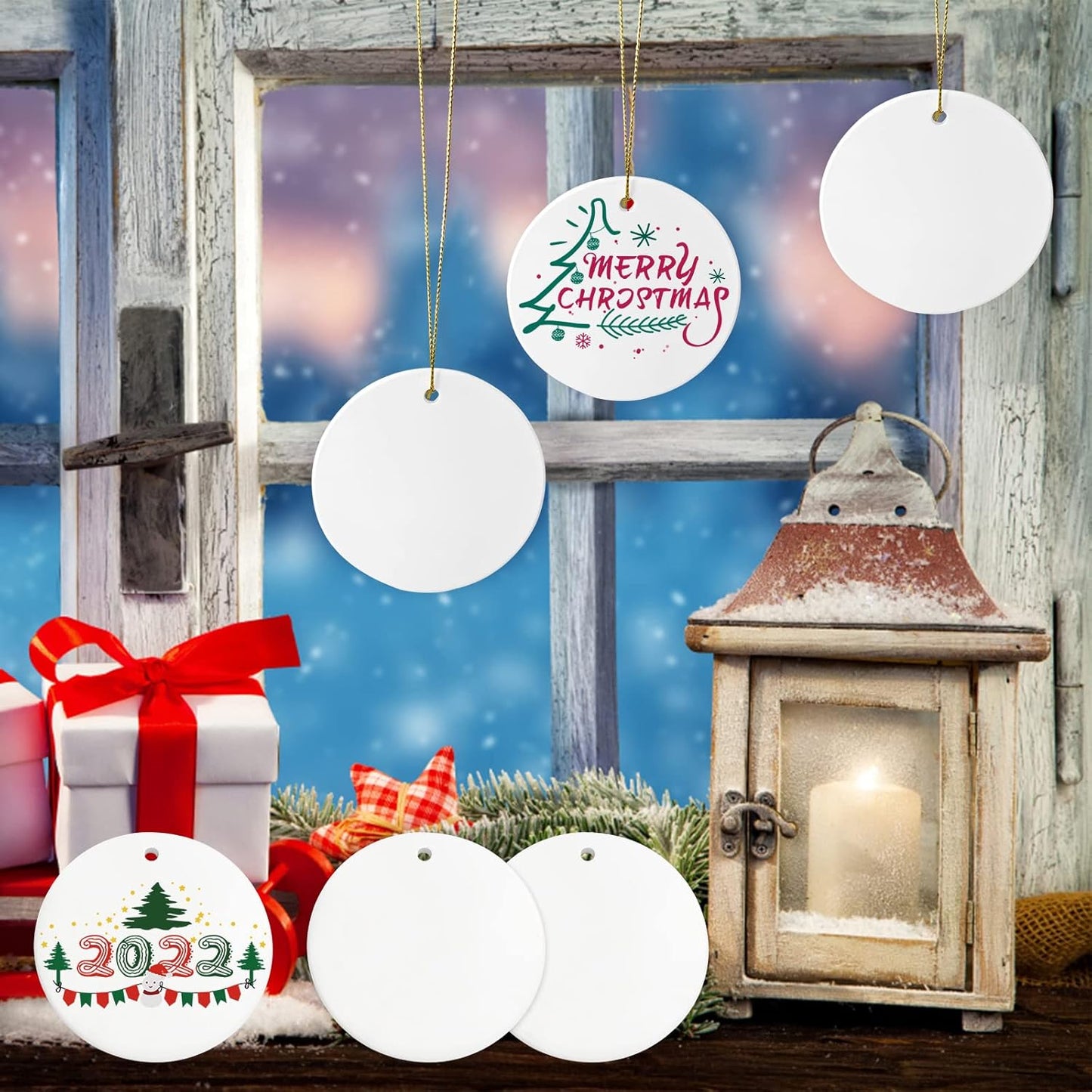 Sublimation Ceramic Ornament Blanks - 25PC Bulk White Round Porcelain Discs for Heat Press Printing - Personalized Xmas Tree Keepsake Crafts Gift