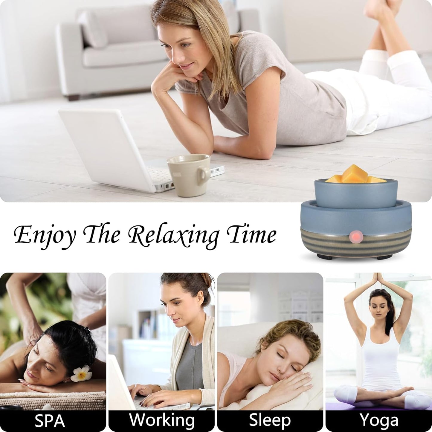 Ceramic Wax Melt Warmer,3-in-1 Electric Wax Warmer,Fragrance Wax Burner Candle Wax Warmer for Scented Wax and Home Decor, Thanksgiving Christmas Day Gifts for mom(Blue)