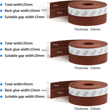 TAROSE Weather Stripping, Silicone Door Seal Strip Door, Window, 16 Feet Long, Reddish Brown (Width 25mm)