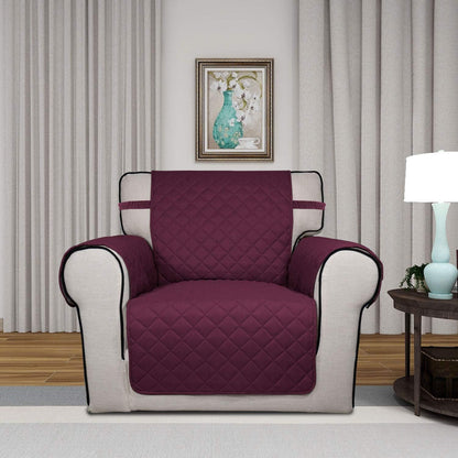 PureFit Reversible Quilted Sofa Cover, Water Resistant Slipcover Furniture Protector, Washable Couch Cover with Non Slip and Elastic Straps for Kids, Dogs, Pets (Chair, Wine/Beige)