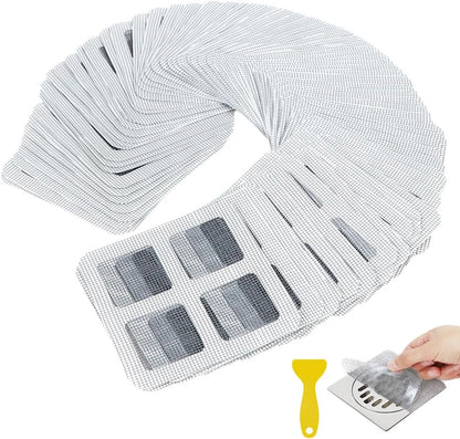 80PCS 4"x4" Disposable Hair Drain Stickers, Anti-Blocking Filter Screen Self-Adhesive Mesh Drain Covers for Bathroom, Bathtub, Sink, Kitchen, Laundry Room, Shower