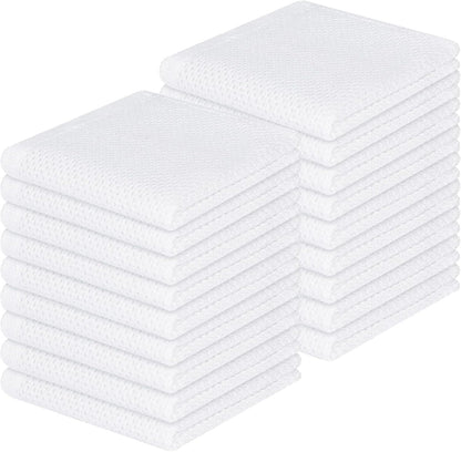 Homaxy 100% Cotton Waffle Weave Kitchen Dish Cloths, Ultra Soft Absorbent Quick Drying Dish Towels, 12 x 12 Inches, 18-Pack, White