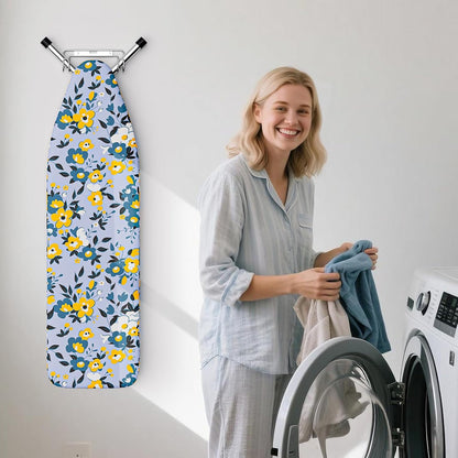 Over The Door & Wall Mount Ironing Board Hanger with Removable Hook, Metal Ironing Board Holder Organizer Wall Rack for Y & T Shaped (Silver)