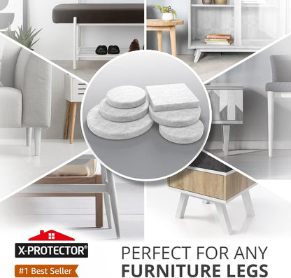 Felt Furniture Pads X-PROTECTOR 133 PCS - Premium Furniture Pads for Hardwood Floors - White Felt Pads for Furniture Feet - The Best Chair Leg Floor Protectors - Protect Your Hard Floors!