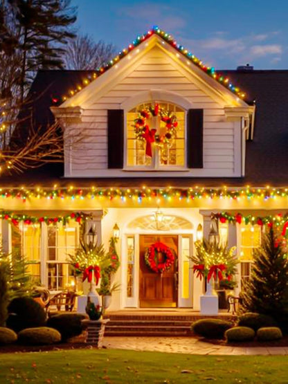 Warm White Solar Christmas Lights Outdoor Decorations Waterproof, Tatal 2 Pack 200LED 66FT Solar String Lights Green Wire with 8 Modes, Christmas Fairy Light for Xmas Tree Party Wedding Garden Decor