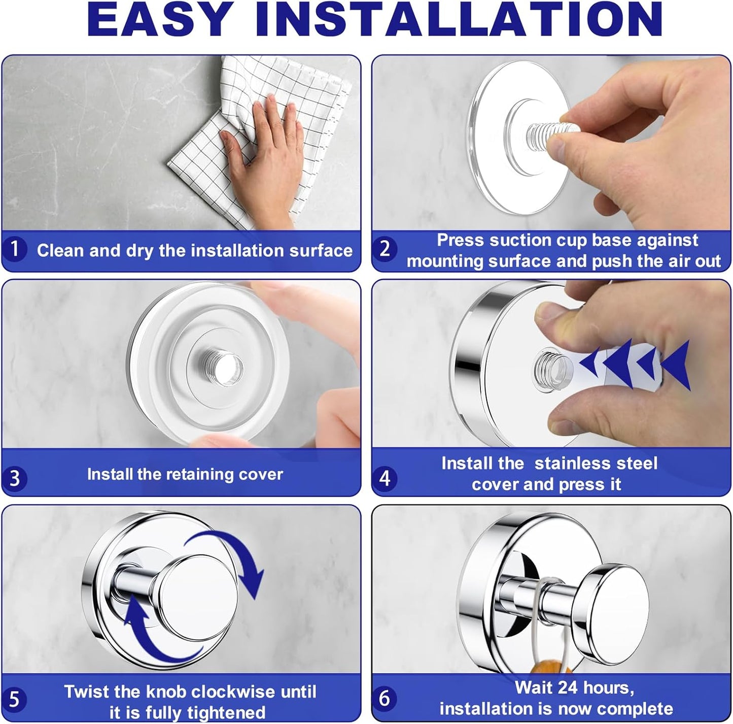 Suction Cup Hooks for Shower, Removable Towel Hooks for Bathroom Window Glass Door Wall, Bath Robe Looafh Hook for Hanging - 2 Pack, Chrome