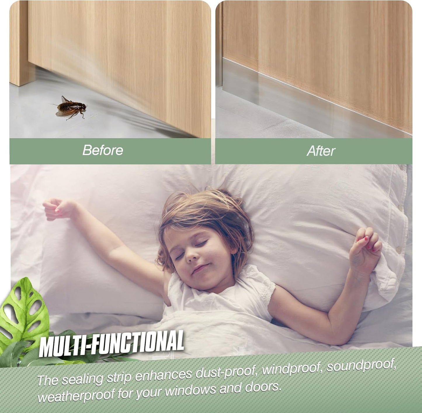 Silicone Weather Stripping Door Seal Strip, 16.4 Feet Self Adhesive Sealing Sticker Sealing Tape for Door Draft Stopper Adhesive for Doors Windows Shower Glass Gaps (Transparent, Width 35mm)