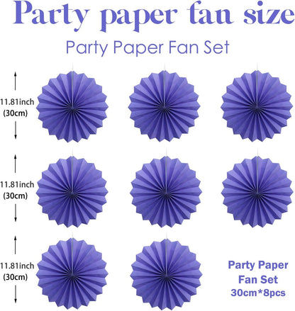 Purple Party Decorations,Purple Bridal Shower Decorations,Halloween Decor Events Accessories,Retirement Decorations Paper Fans Bulk 12in,Anniversary Decorations for Party 30 Color DIY Set(Purple)