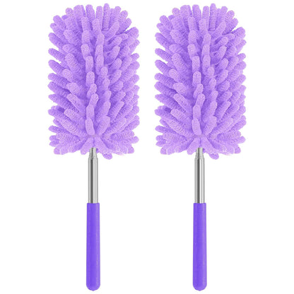 Mini Duster for Cleaning, 360° Bendable Hand Dusters with Extension Pole, Washable Small Duster for Car Interior, Office, Furniture