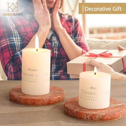 Real Natural Marble Coasters Set of 4, Modern Red Stone 4 Inch, Round Travertine Drink Coasters for Home Decor, Coffee Table, Office