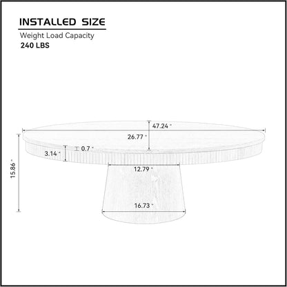 Modern Oval Coffee Table with Wood Pedestal,47.24" Farmhouse Center Table for Living Room, Ellipse Coffee Tables Tea Table for Bedroom, Apartment-Walnut