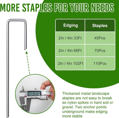 4 Inch Tall 66FT Landscape Edging with 70Pcs Metal Spikes, Plastic Garden Edging Border Landscape Edging Lawn Edging for Landscaping, Flower Bed, Paver, Yard