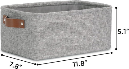 DULLEMELO Small Collapsible Fabric Basket for Organizing, Shelves, Closets, Laundry, Nursery, Decorative Gift Basket (Gray)