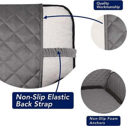 PureFit Reversible Quilted Sofa Cover, Water Resistant Slipcover Furniture Protector, Washable Couch Cover with Non Slip and Elastic Straps for Kids, Dogs, Pets (Chair, Gray/Ivory)
