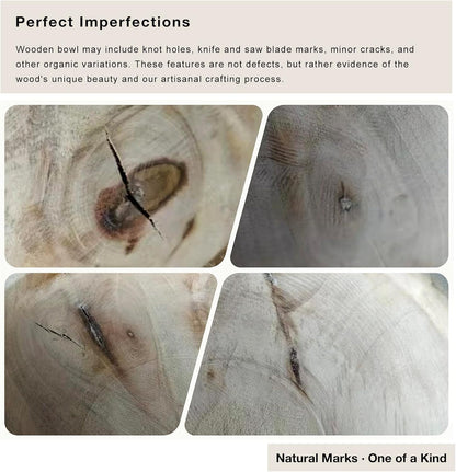 Hand Carved Wooden Decorative Bowl for Home Entryway Decor, Wood Centerpiece Bowl for Coffee Table Decor, Wood Dough Bowl for Farmhouse Decor (Black)