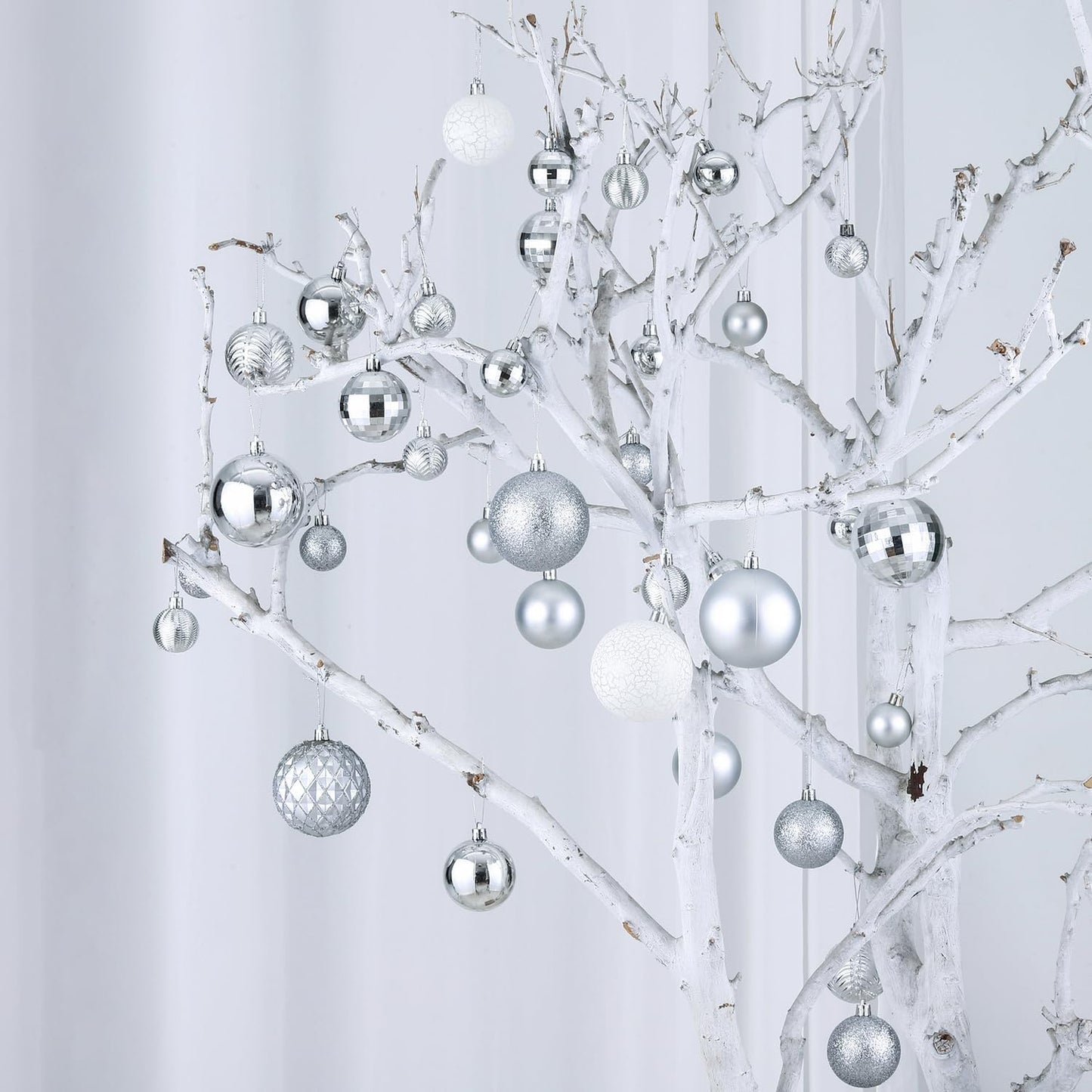 LANGXUN 36pcs Silver Christmas Tree Decorations Balls, Bolas De Navidad, 2025 Christmas Decor, Indoor Outdoor Shatterproof Christmas Ornaments, Xmars Party Wedding Suppiles