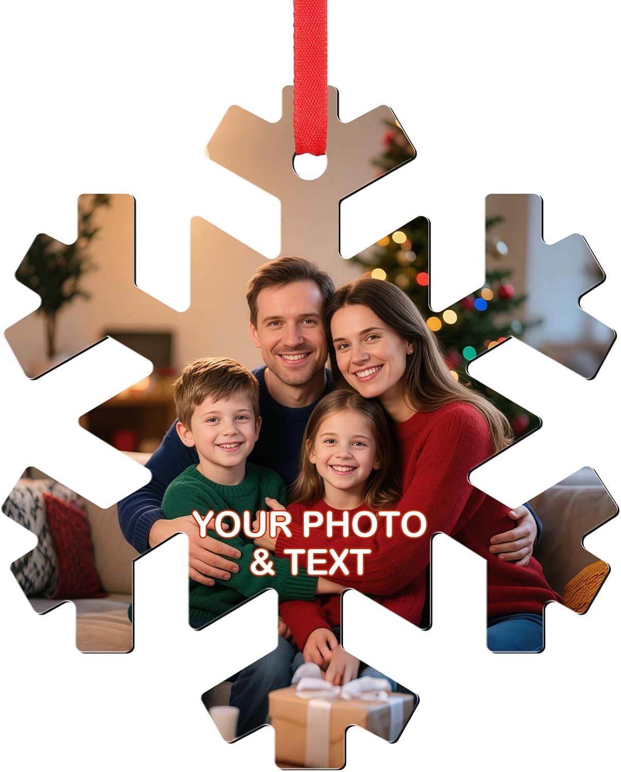 Personalized Photo Christmas Ornaments Double-Sided Metal Custom Picture Christmas Ornament 2024, Customized Xmas Tree Decorations Memorial Gifts for Kids Couples Family Friends Pet