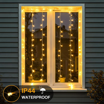 suddus Curtain Lights for Bedroom, 90 Led Hanging String Light Outdoor, Fairy Curtain Lights Indoor for Christmas, Dorm, Wall, Backdrop, Window, Wedding, Party, Birthday Decor, Warm White