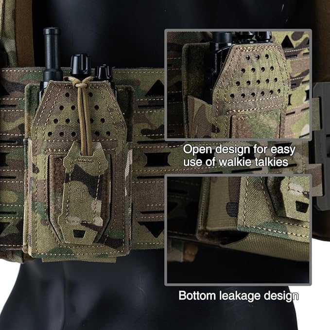 Tactical Molle Radio Pouch Radio Holster Universal Radio Holder For Walkie Talkie Motorola BaoFeng UV-5R BF-F8HP Adjustable Storage Rifle Magazine Pouch(Multicam)