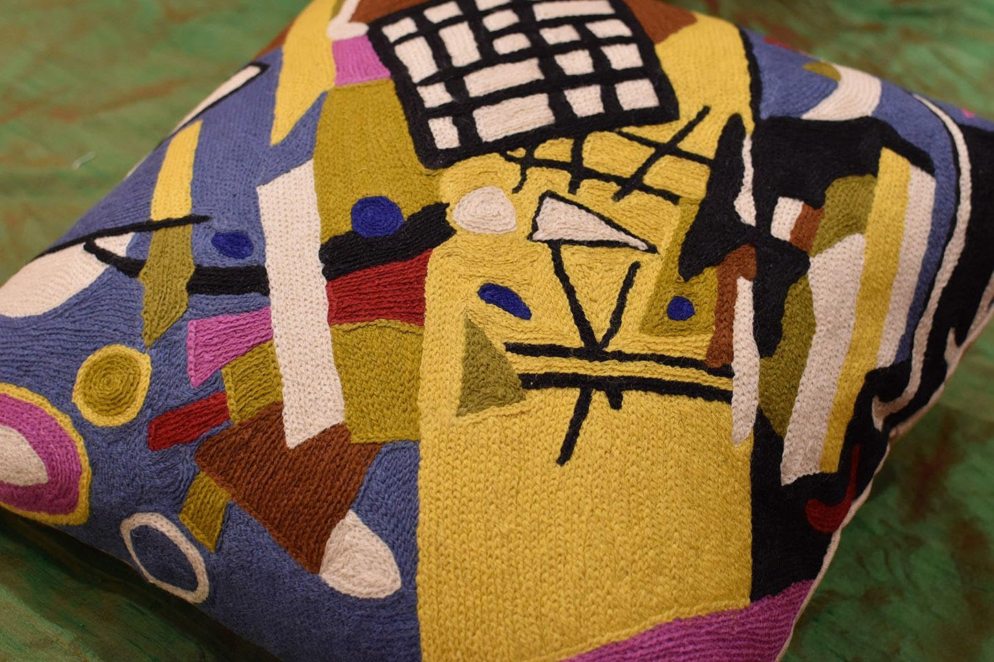 Kandinsky Modern Pillow Cover Frame Gray Abstract Pillowcase Grey Modern Chair Cushion Contemporary Outdoor Pillows Kids Room Handembroidered Wool Size 18x18