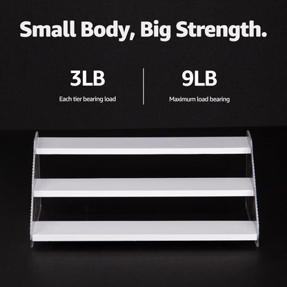 nianfeng Tiered Spice Rack, 3-Tier Spice Pantry Kitchen Cabinet Organizer, 12-Inch, Natural Wood Acrylic Stair Riser Stand, Countertop Seasoning Shelf (White)