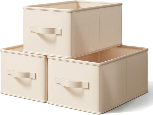 Storage Bins, Fabric Satin Storage Baskets for Shelves, 11.5" L*8.75" W*6.5" H Collapsible Storage Bins with Handles for clothes, Closet Baskets and Bins with Handles, Blush Pink, 3-Pack