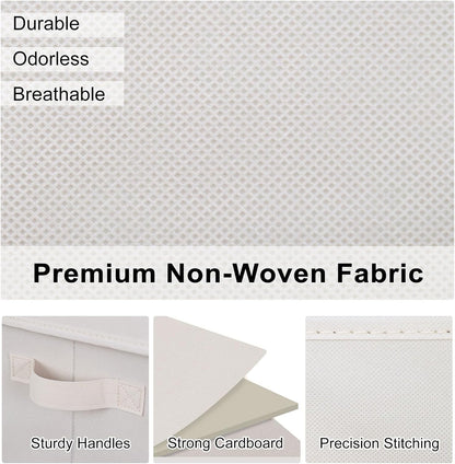 WUIKE 3 Pack Extra Large Fabric Storage Bins, Beige Foldable Closet Organizer Boxes for Clothes, Sheets and Blankets