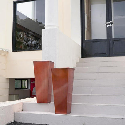 28in Tall Metal Copper Square Planter Galvanized Steel Metal Planters for Outdoor/Indoor/Patio Deck Garden Entrance Planter