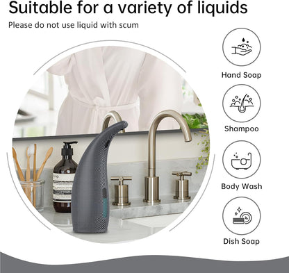 Automatic Liquid Soap Dispenser,300ML Touchless 4 Gear Adjustable, Countertop Electric Battery Operated Hand Soap Dispenser with Sensor for Bathroom,Kitchen,Office（Grid Blue）