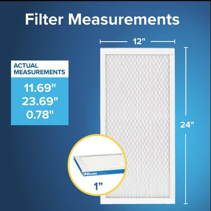 Filtrete 12x24x1 AC Furnace Air Filter, MERV 13, MPR 1900, Premium Allergen, Bacteria & Virus Filter, 3-Month Pleated 1-Inch Electrostatic Air Cleaning Filter, 6-Pack (Actual Size 11.69x23.69x0.78 in)