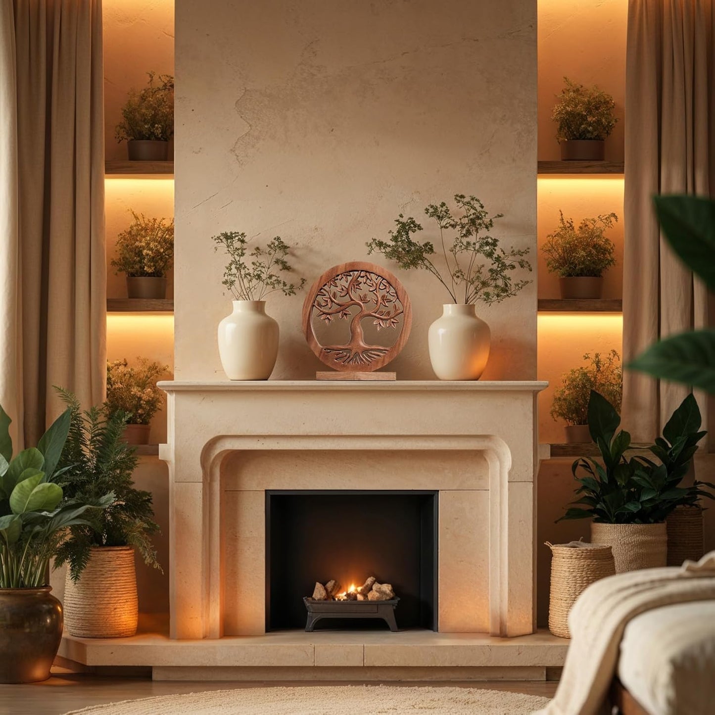 Decozen Solid Wood Tree of Life Sculpture - Home Decor, Living Room, Boho, Shelf, Coffee Table, Centerpiece Table Decorations, Mantle, Dining Table Centerpiece, Bathroom Shelf, Entryway, Farmhouse