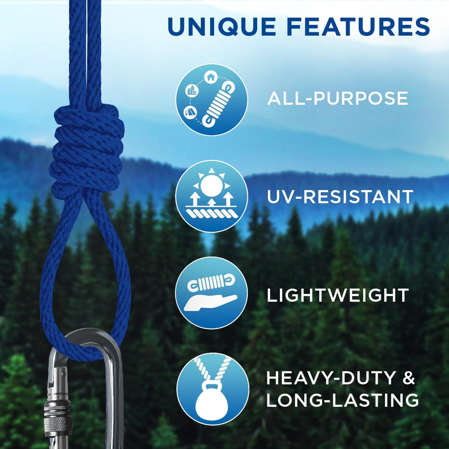 TECEUM Cotton Rope 3/16” (5 mm) – 50 FT – Strong All-Purpose Braided Rope – Natural Cotton – for Crafting, Сamping, Clothes Line, DIY, Indoor & Outdoor Use – Blue