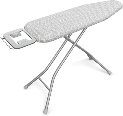 Yaheetech Foldable Ironing Board, Heavy Duty Iron Board with 9 Adjustable Heights, 4 Layer Cover and Safety Iron Rest, 52X14 Compact and Space Save Iron Board for Home Laundry Room Use, Gray&White