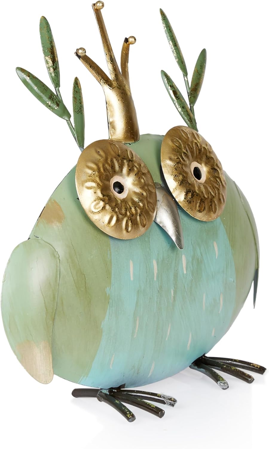 Alpine Corporation MCC808HH Metal Owl Queen, Whimsical Animal Outdoor Décor for Patio, Lawn & Garden, 8"H, Multicolor
