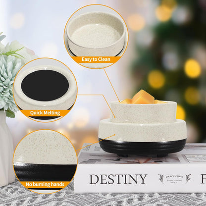 Wax Melts Warmer, Ceramic Candle Melter Melting Wax 3-in-1 Oil Burner Electric Fits Yankee Large Jar, Scented Candle Holder for Home Decor Gifts for Mom Grandma Women Girls