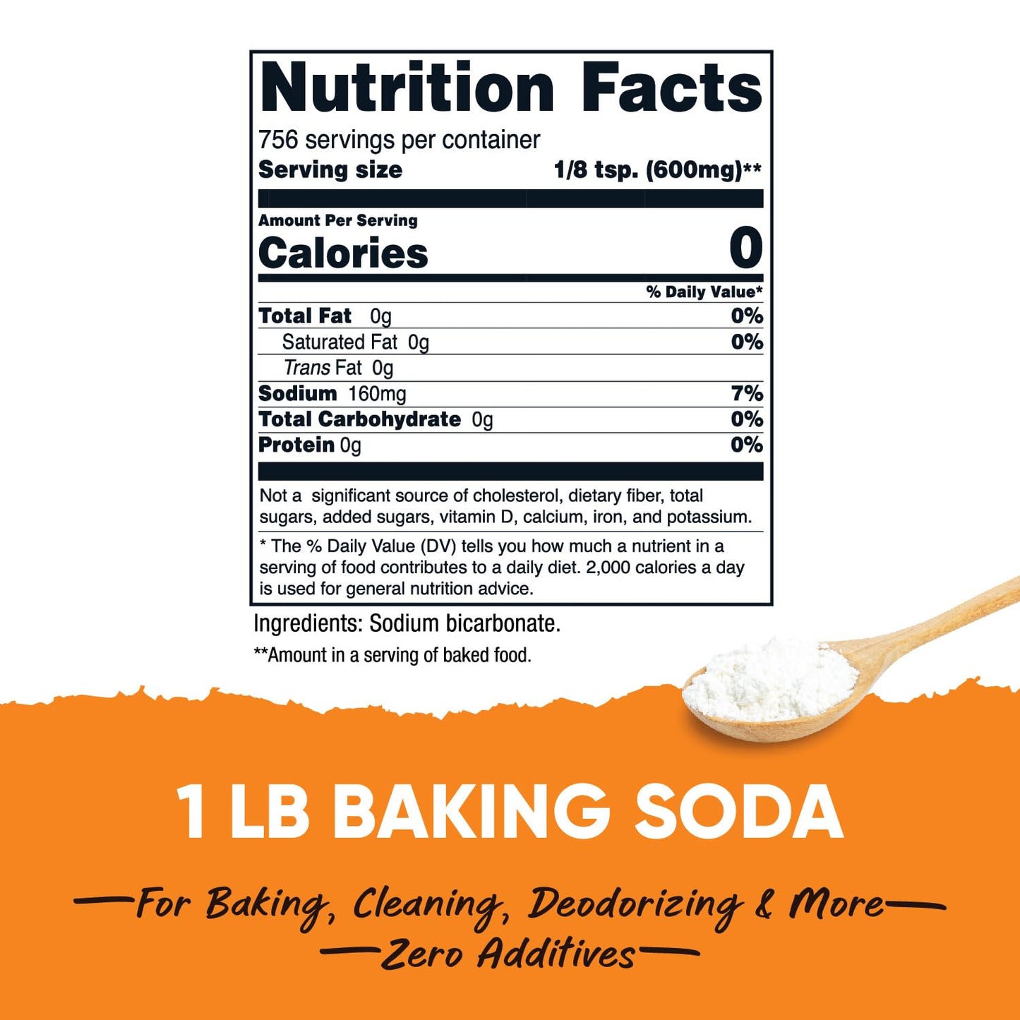 Nutricost Pantry Baking Soda (1 LB) - For Baking, Cleaning, Deodorizing, and More