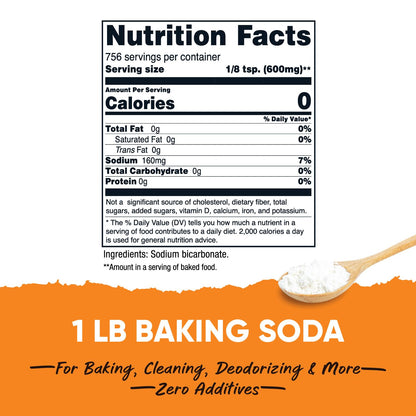 Nutricost Pantry Baking Soda (1 LB) - For Baking, Cleaning, Deodorizing, and More