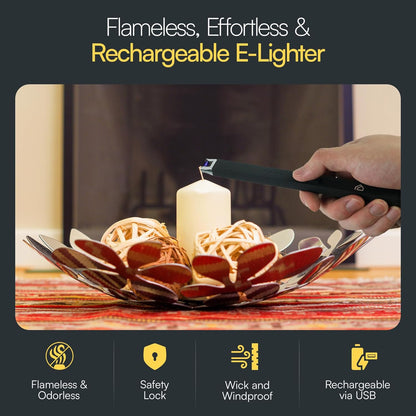 Candle Accessory Set 5 in 1 Candle Care Kit with Wick Trimmer, Dipper, Snuffer, Rechargeable Candle Lighter & Metal Tray – Luxury Gift Box for Candle Lovers (Matte Black)