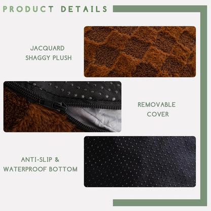 HIGOGOGO Round Stuffed Pouf Ottoman, Plaid Poufs with Foam Chunk Filling, Fluffy and Furry Pouf Foot Stool Storage Ottoman, 26 X 18 Floor Poufs Foot Rest for Living Room, Coffee