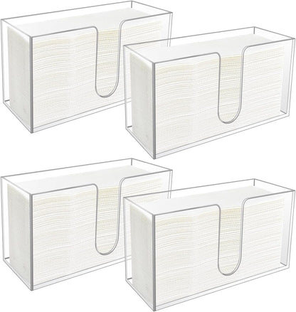 4Pack Acrylic Countertop Paper Towel Holder, Paper Towel Dispenser Countertop/Acrylic Napkin Holder(5mm Acrylic) C-fold or MultiFold Trifold Paper Towels for Bathroom, Kitchen,Restaurant (4)