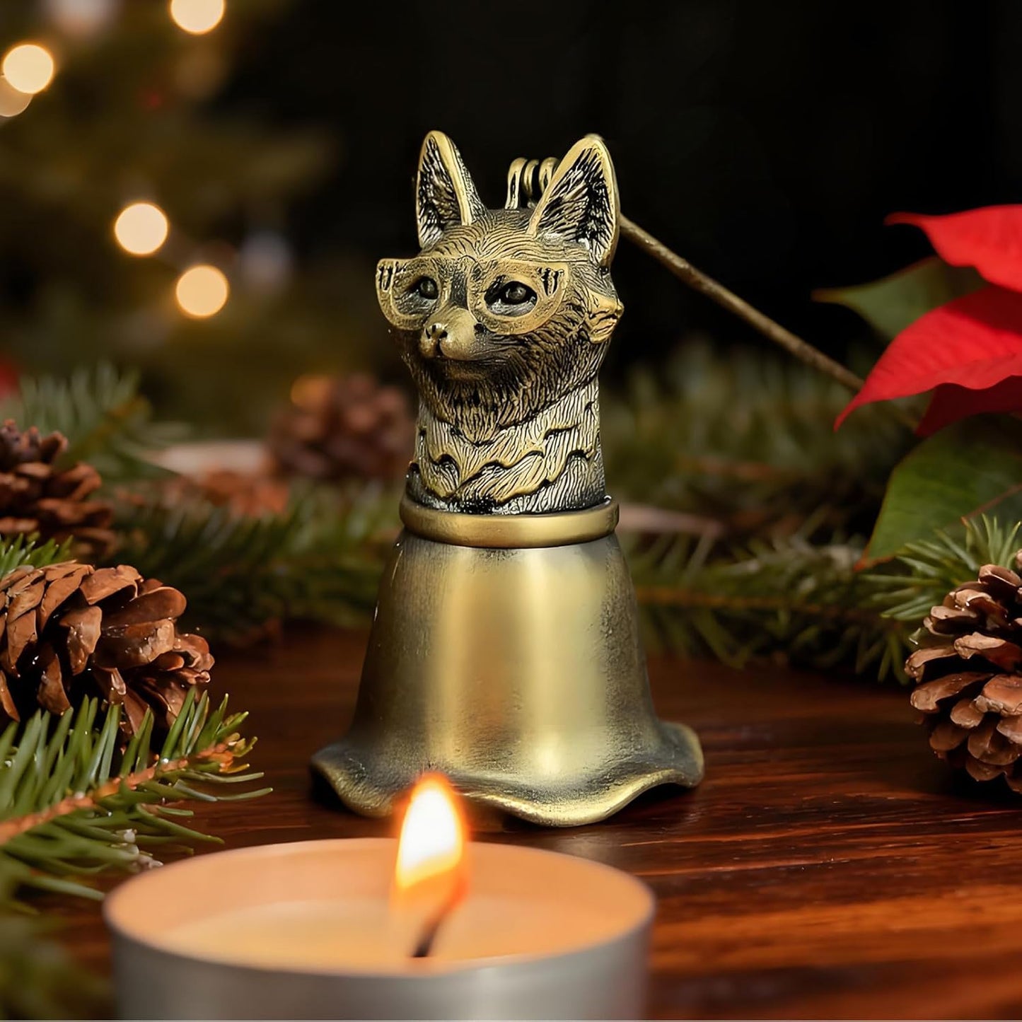 Professor Fox Candle Snuffer - Dr. Rusty Ponder with Glasses, Vintage Gunmetal Flame Extinguisher Tool for Candle Lovers