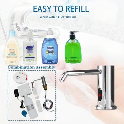 Automatic Soap Dispenser Touchless for Kitchen and Bathroom, Sink Built in Commercial Electric Soap Dispenser,Upgraded Infrared Sensors, with Bottle and Pump Electroplated 33.81oz/1000ml