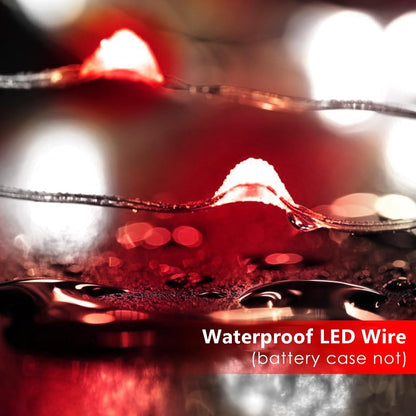 4-Pack Red and White Fairy Lights Battery Operated with Timer, Waterproof 16FT 50 LED String Lights Outdoor Indoor, Christmas Lights for Bedroom Home Wedding Birthday Xmas Parties and Centerpieces