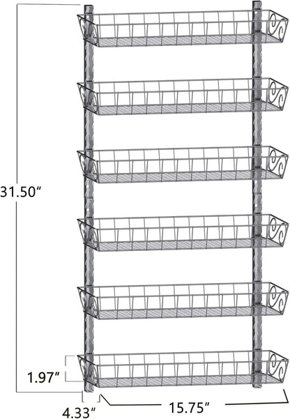 SWOMMOLY Adjustable Wall Mount Spice Rack, 6-Tier Dual-use (Multi-use) Organizer, Silver