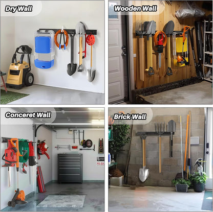 Garage Garden Tool Organizer Wall Mount, Heavy Duty Garage Tool Storage Rack 64 Inches, Max Load 440lb - Shovel, Rake, Folding Chair, Weed Eater Storage