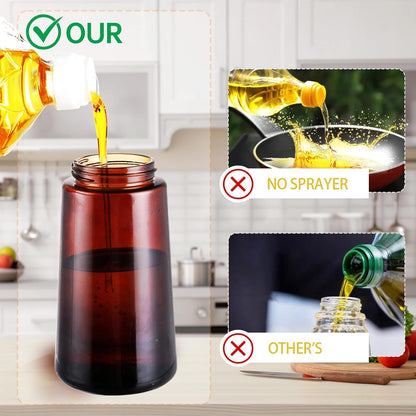 2-in-1 Glass Oil Dispenser & Sprayer - 16oz/470ml Leakproof Bottle for Cooking, Air Fryer, BBQ, Baking, Salad (Light-Blockage Black And Green)