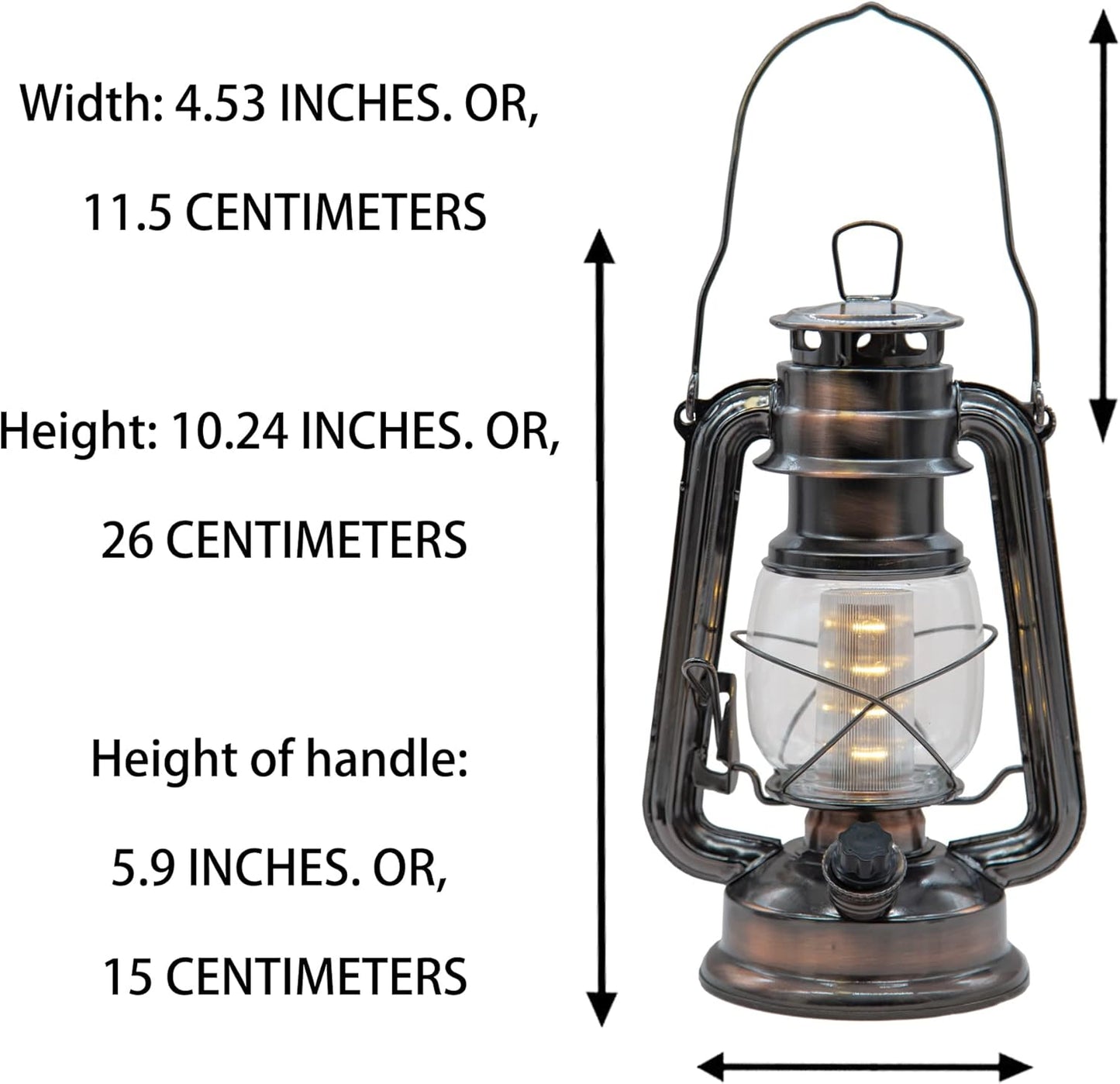 YAKii LED Vintage Lantern Metal Hanging Hurricane 12 LED Dimmer Switch Warm White Battery Operated Power Outage Indoor Camping Lighting Outdoor Brooklyn Decoration(Copper)