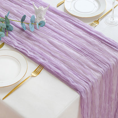 Sioloc 1 Pack Lilac Purple Lavender Cheesecloth Table Runner Fall Autumn Decor for Home 10ft Table Cloth for Tea Wedding Birthday Party Baby Bridal Shower Halloween Thanksgiving